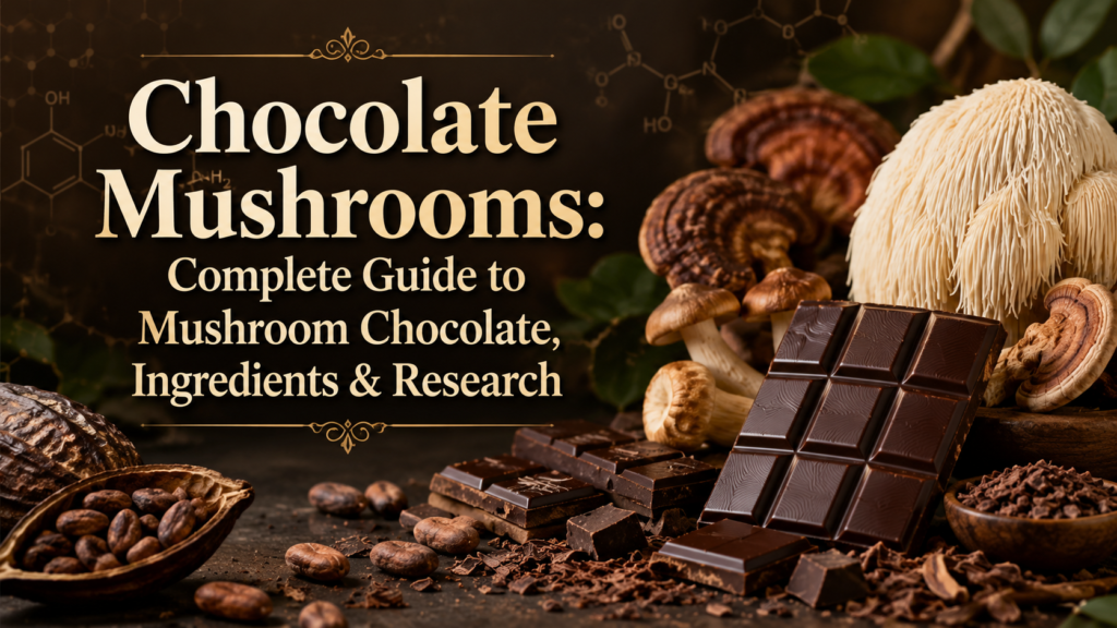 Chocolate Mushrooms: Complete Guide to Mushroom Chocolate, Ingredients & Research 1 Chocolate mushrooms educational guide featuring premium mushroom chocolate products, gourmet chocolate varieties, and evidence-based research.