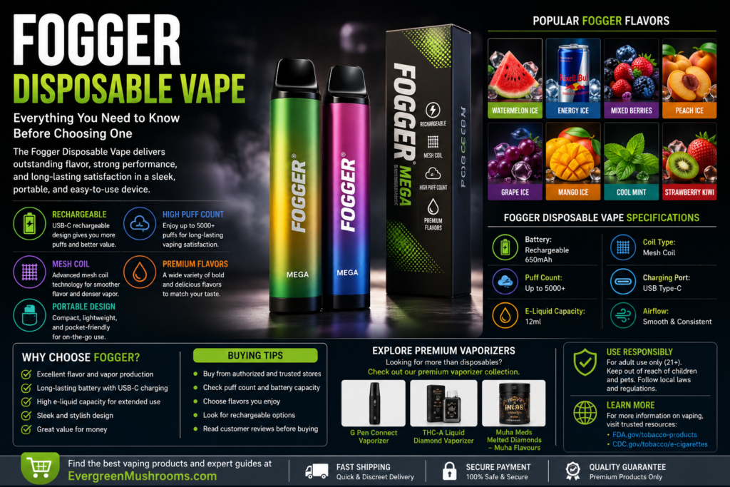 Fogger Disposable Vape Fogger Disposable Vape featuring a modern rechargeable disposable vape device with multiple flavor options.