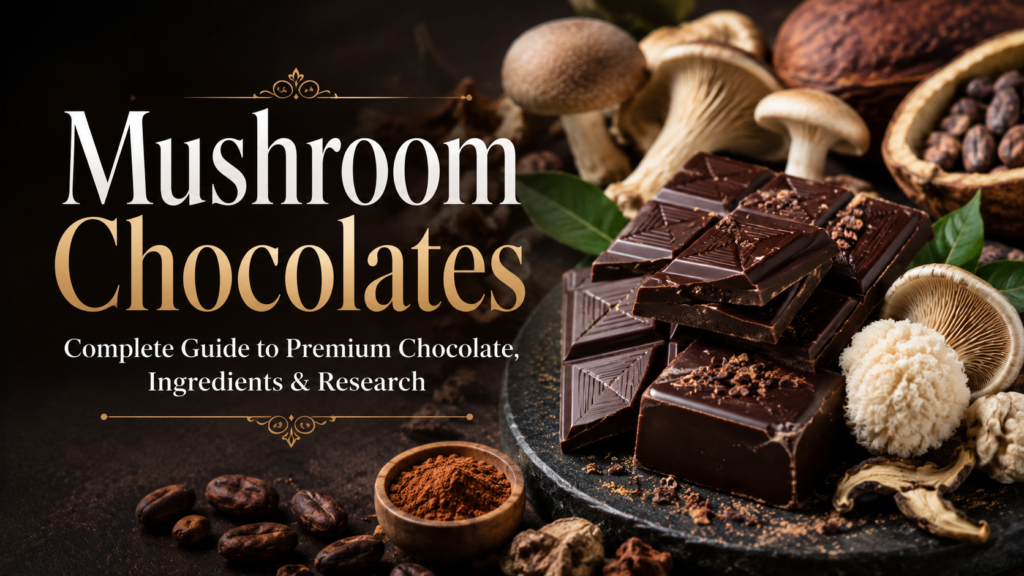 Mushroom Chocolates: Complete Guide to Premium Chocolate, Ingredients & Research 1 Mushroom chocolates educational guide featuring premium mushroom chocolate, gourmet chocolate varieties, quality ingredients, and evidence-based research.