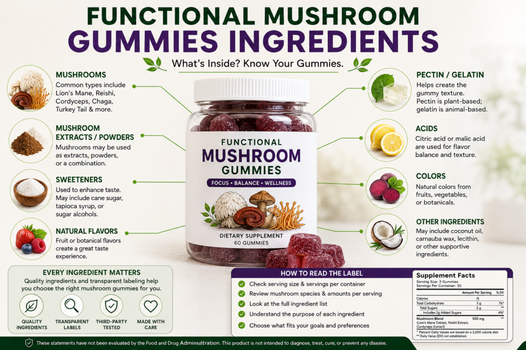 Functional Mushroom Gummies Ingredients